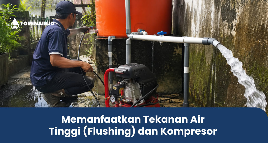 Memanfaatkan Tekanan Air Tinggi (Flushing) dan Kompresor